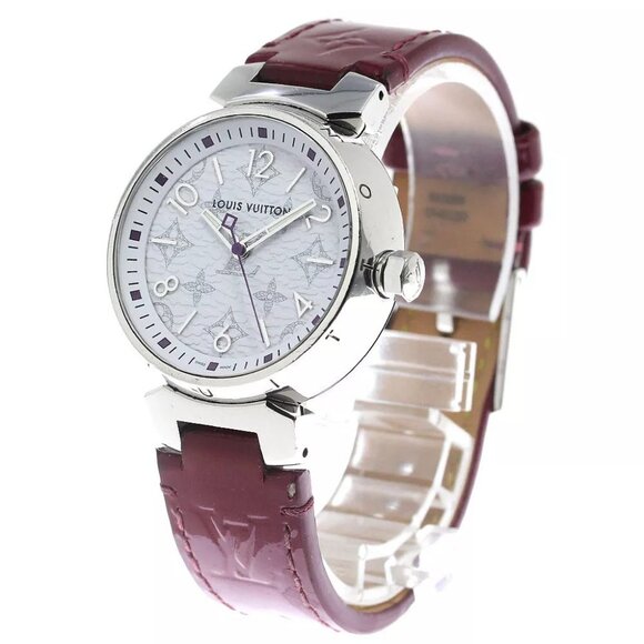 LOUIS VUITTON Tambour QA116 Monogram White Dial Quartz Ladies Watch - Picture 1 of 11